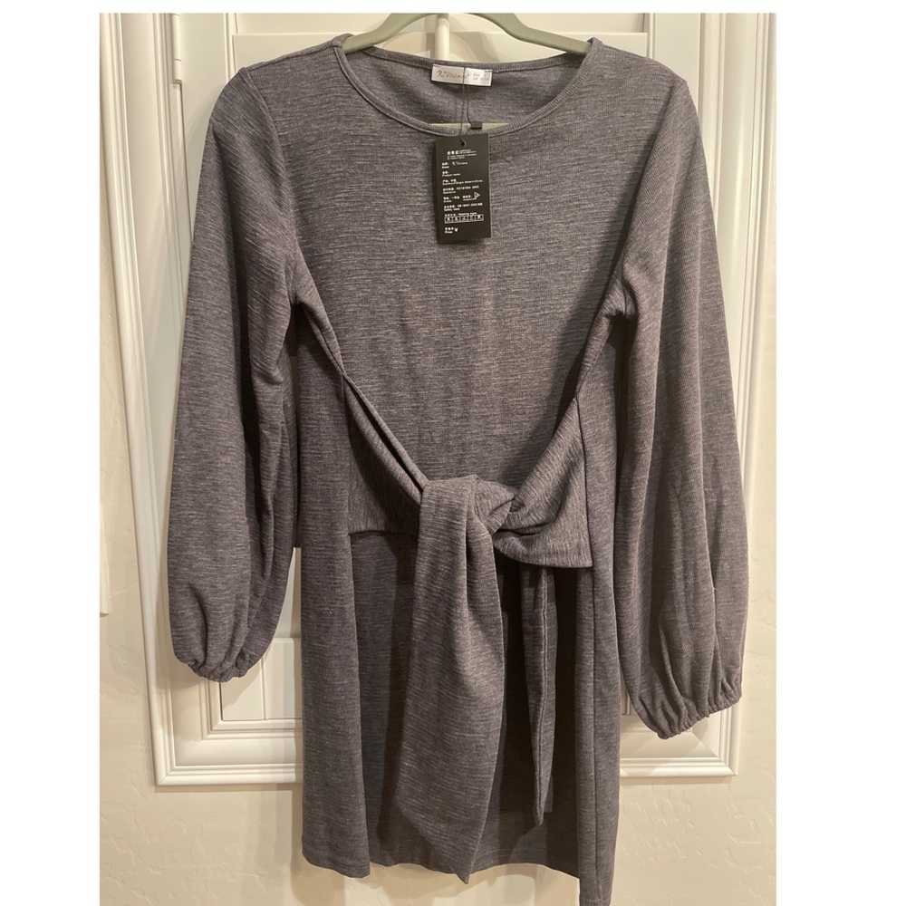 Gray Belt Dress